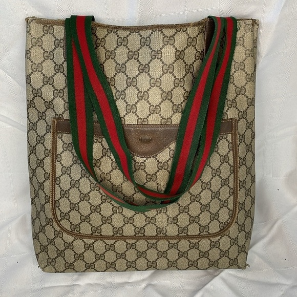 Vintage Gucci Supreme GG Monogram Sherry Line Tote Bag Designer - Picture 1 of 17